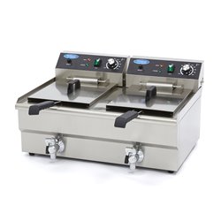 Friteuse - 2 x 16 L - 2 paniers - avec robinet de vidange - Maxima - 09365011