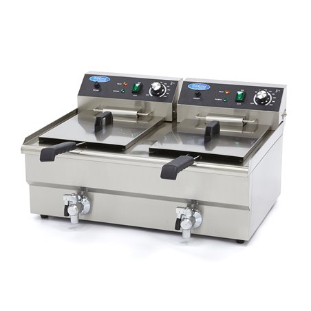 Friteuse - 2 x 16 L - 2 paniers - avec robinet de vidange - Maxima - 09365011