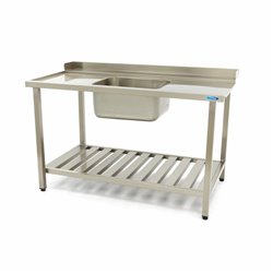 Table lave-vaisselle - 140 x 75 cm - gauche - avec &eacute;vier et dosseret - incl &eacute;tag&egrave;re de rangement - Maxima - 09201039