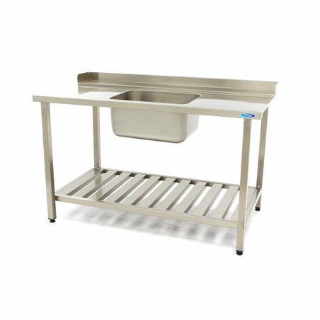 Table lave-vaisselle - 160 x 75 cm - droite - avec &eacute;vier et dosseret - incl &eacute;tag&egrave;re de rangement - Maxima - 09201041
