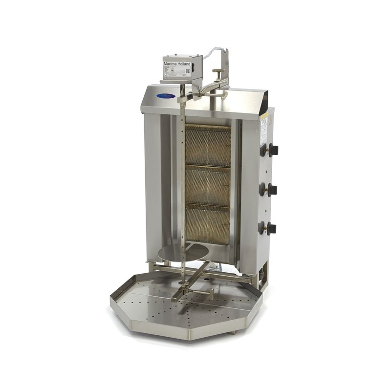 Kebab grill - 3 br&ucirc;leurs - 30 kg de viande - gaz - Maxima - 09370225