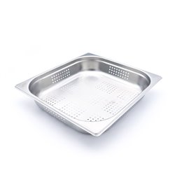 R&eacute;cipient gastronorm - 2/3 GN - profondeur 6,5 cm - acier inoxydable - perfor&eacute; - Maxima - 09367670