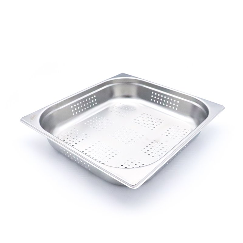 R&eacute;cipient gastronorm - 2/3 GN - profondeur 6,5 cm - acier inoxydable - perfor&eacute; - Maxima - 09367670
