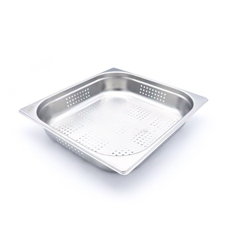 R&eacute;cipient gastronorm - 2/3 GN - profondeur 6,5 cm - acier inoxydable - perfor&eacute; - Maxima - 09367670
