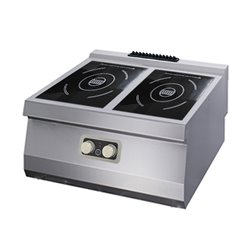 Heavy Duty cuisini&egrave;re &agrave; induction - 2 br&ucirc;leurs - unit&eacute; double - profondeur 70 cm - &eacute;lectrique - Maxima - 09398201