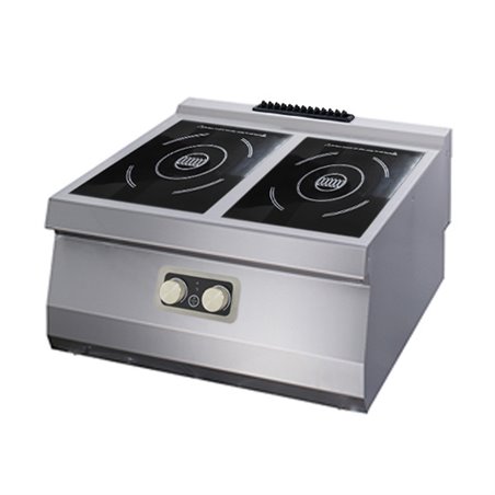 Heavy Duty cuisini&egrave;re &agrave; induction - 2 br&ucirc;leurs - unit&eacute; double - profondeur 70 cm - &eacute;lectrique - Maxima - 09398201