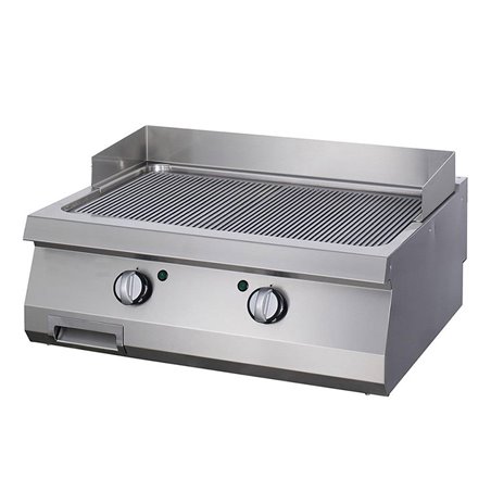 Heavy Duty plaque de gril - chrome rainur&eacute; - unit&eacute; double - profondeur 70 cm - &eacute;lectrique - Maxima - 09395055
