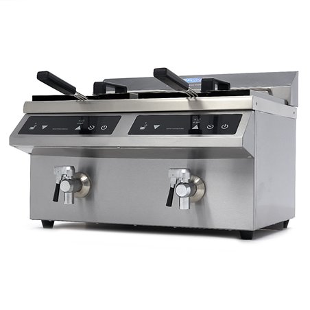 Friteuse - 2 x 8 L - 2 paniers - induction - avec robinet de vidange - Maxima - 09371095