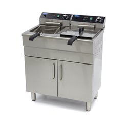 Friteuse - 2 x 16 L - 2 paniers - avec robinet de vidange et support - 400V - Maxima - 09365156