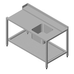Table lave-vaisselle - 190 x 75 cm - droite - avec &eacute;vier et &eacute;tag&egrave;re de rangement - Maxima - 09201042