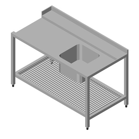 Table lave-vaisselle - 190 x 75 cm - droite - avec &eacute;vier et &eacute;tag&egrave;re de rangement - Maxima - 09201042