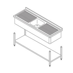 Table lave-vaisselle - 120 x 60 cm - avec &eacute;vier et dosseret - incl &eacute;tag&egrave;re de rangement - Maxima - 09394000
