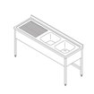 Table lave-vaisselle - 150 x 70 cm - avec 2 &eacute;viers et dosseret - Maxima - 09394085