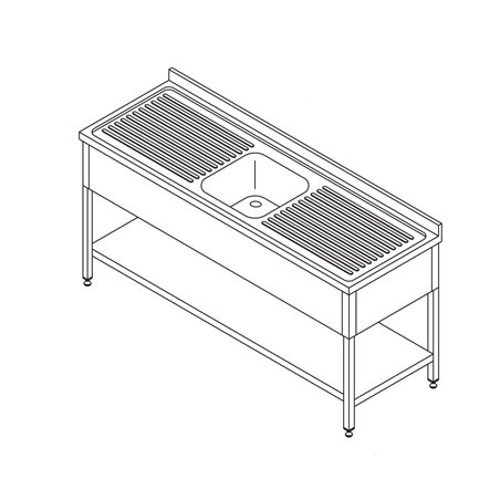Table lave-vaisselle - 160 x 60 cm - avec &eacute;vier et dosseret - incl &eacute;tag&egrave;re de rangement - Maxima - 09393955