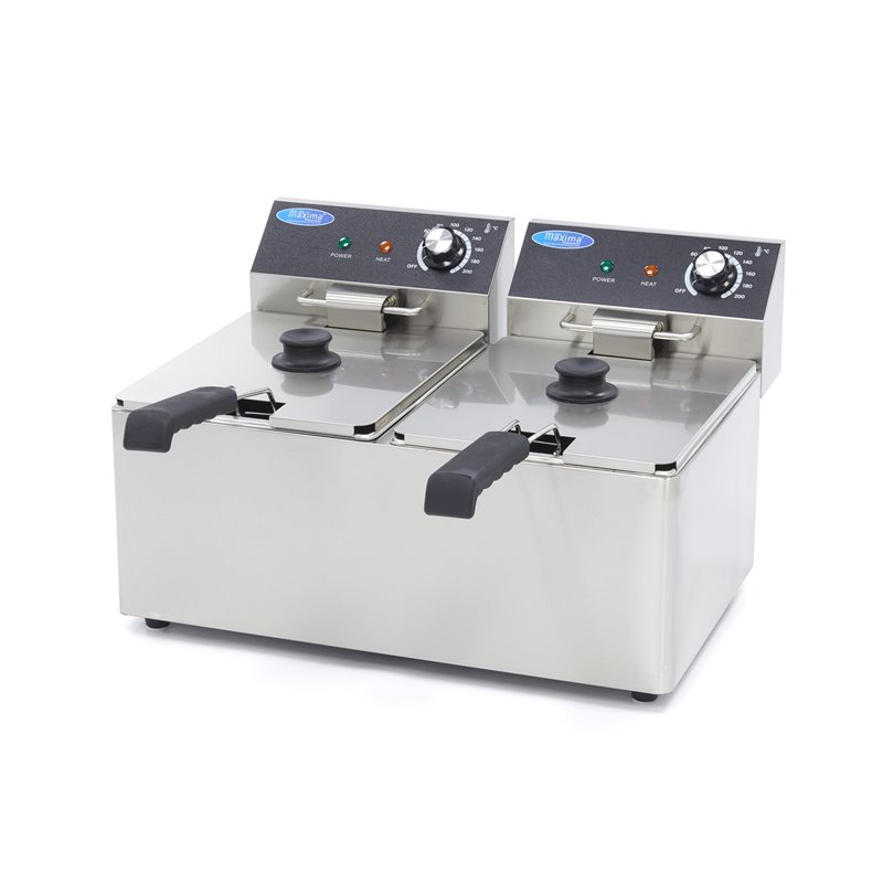 Friteuse - 2 x 8 L - 2 paniers - jusqu'&agrave; 2,8 kg de frites - Maxima - 09365225