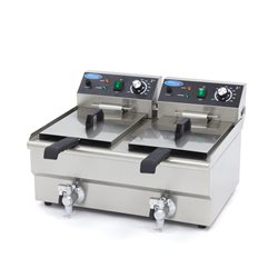 Friteuse - 2 x 10 L - 2 paniers - avec robinet de vidange - Maxima - 09365229