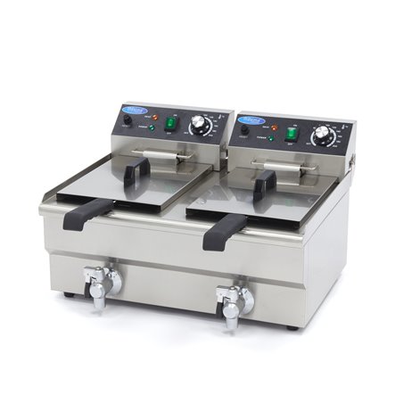 Friteuse - 2 x 10 L - 2 paniers - avec robinet de vidange - Maxima - 09365229