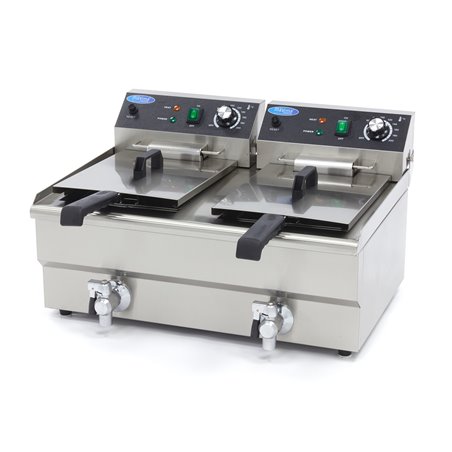 Friteuse - 2 x 13 L - 2 paniers - avec robinet de vidange - Maxima - 09365231