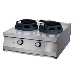 Premium cuiseur wok - 2 x 28,5 cm anneaux de cuisson - unit&eacute; double - profondeur 90 cm - gaz - Maxima - 09398546