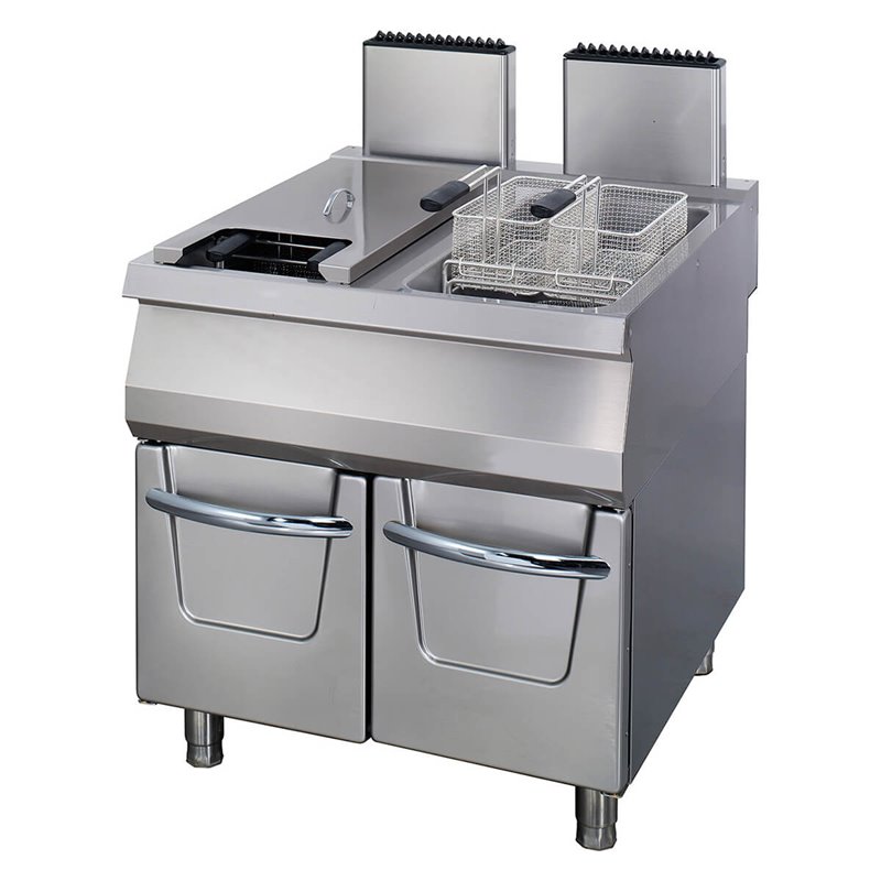 Premium friteuse - 2 x 22 L - unit&eacute; double - profondeur 90 cm - avec robinet de vidange - gaz - Maxima - 09398606