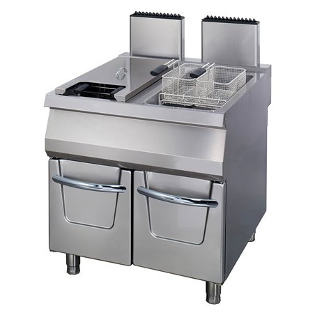 Premium friteuse - 2 x 22 L - unit&eacute; double - profondeur 90 cm - avec robinet de vidange - gaz - Maxima - 09398606