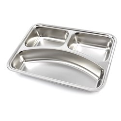 Assiette - 3 compartiments - acier inoxydable - lavable au lave-vaisselle - Maxima - 09367855