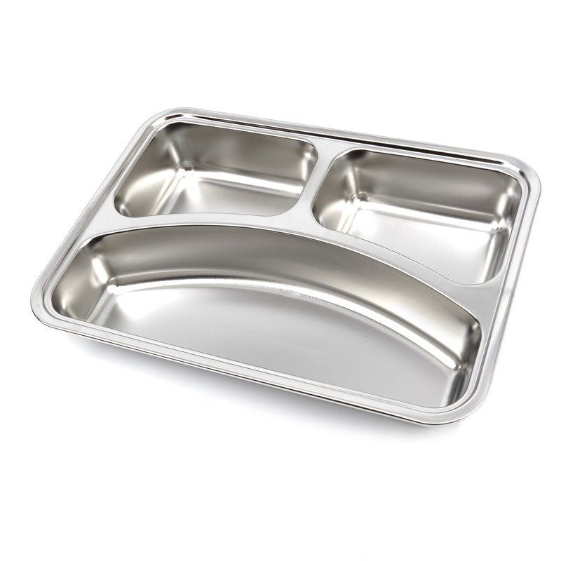Assiette - 3 compartiments - acier inoxydable - lavable au lave-vaisselle - Maxima - 09367855