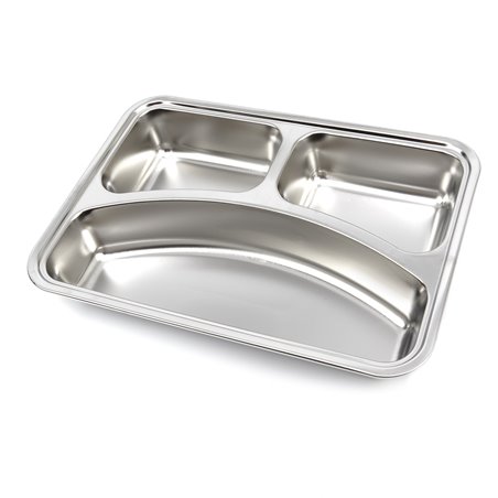 Assiette - 3 compartiments - acier inoxydable - lavable au lave-vaisselle - Maxima - 09367855