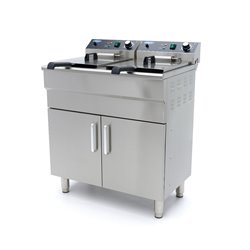 Friteuse - 2 x 16 L - 2 paniers - avec robinet de vidange et support - 230V - Maxima - 09365158