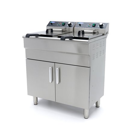 Friteuse - 2 x 16 L - 2 paniers - avec robinet de vidange et support - 230V - Maxima - 09365158