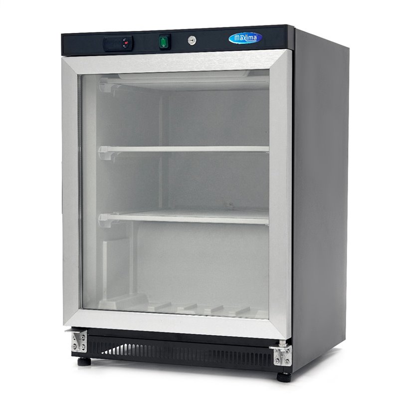 Cong&eacute;lateur - 200 L - noir - avec porte en verre - Maxima - 09405009