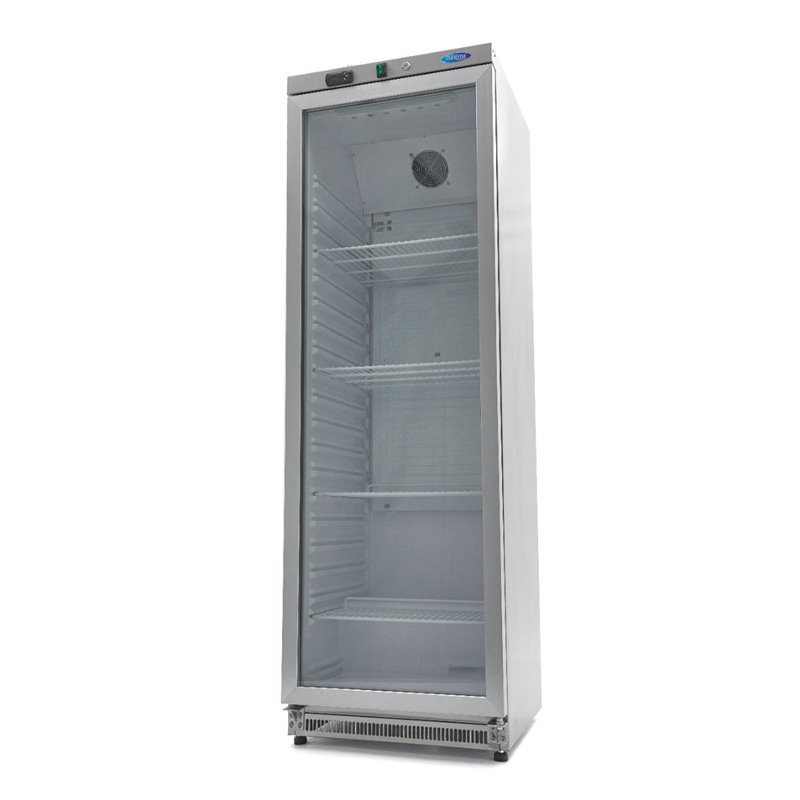 R&eacute;frig&eacute;rateur - 400 L - acier inoxydable - avec porte en verre - Maxima - 09405022