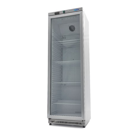 R&eacute;frig&eacute;rateur - 400 L - acier inoxydable - avec porte en verre - Maxima - 09405022