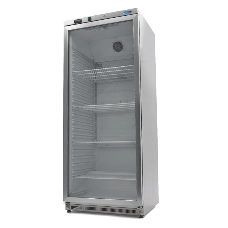 R&eacute;frig&eacute;rateur - 600 L - acier inoxydable - avec porte en verre - Maxima - 09405034