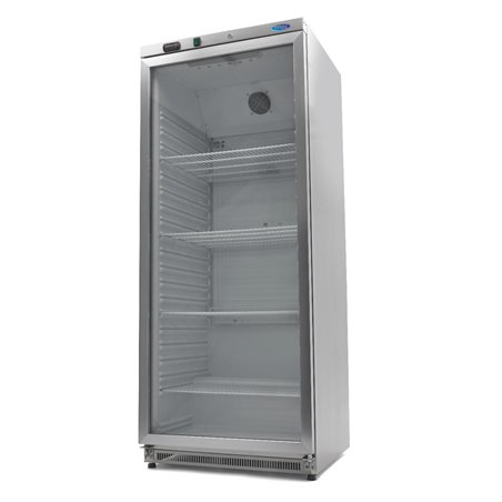 R&eacute;frig&eacute;rateur - 600 L - acier inoxydable - avec porte en verre - Maxima - 09405034