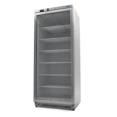 Cong&eacute;lateur - 600 L - acier inoxydable - avec porte en verre - Maxima - 09405035
