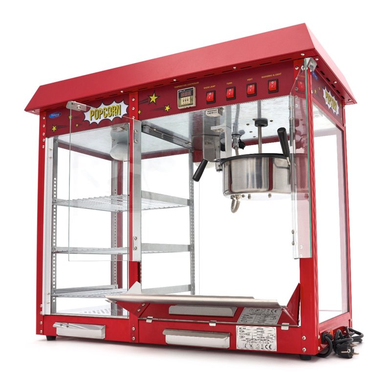 Machine &agrave; pop-corn - 150gr - avec vitrine chauffante - Maxima - 09506006