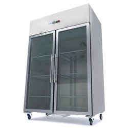 R&eacute;frig&eacute;rateur - 1400 L - 6 &eacute;tag&egrave;res r&eacute;glables (2/1 GN) - acier inoxydable - avec portes en verre - Maxima - 09400021