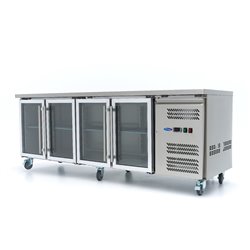 R&eacute;frig&eacute;rateur de comptoir - 223 cm - 4 portes vitr&eacute;es - Maxima - 09400409