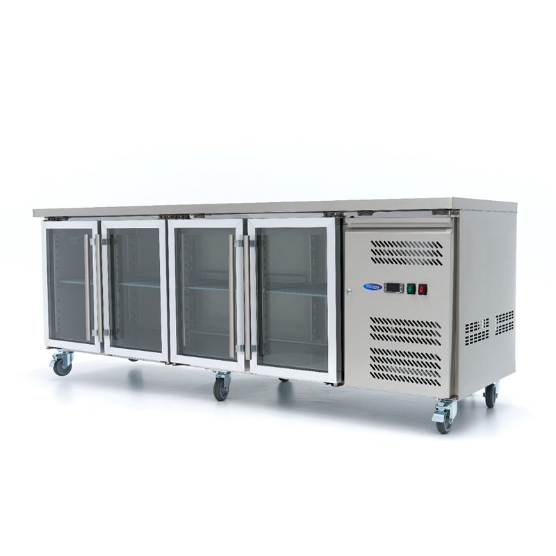 R&eacute;frig&eacute;rateur de comptoir - 223 cm - 4 portes vitr&eacute;es - Maxima - 09400409