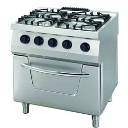 Heavy Duty cuisini&egrave;re - 4 br&ucirc;leurs - unit&eacute; double - profondeur 70 cm - 34 kW - gaz avec four - Maxima - 09396109