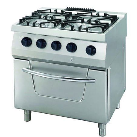 Heavy Duty cuisini&egrave;re - 4 br&ucirc;leurs - unit&eacute; double - profondeur 70 cm - 34 kW - gaz avec four - Maxima - 09396109