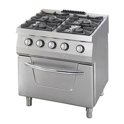 Heavy Duty cuisini&egrave;re - 4 br&ucirc;leurs - unit&eacute; double - profondeur 70 cm - 37kW - gaz incl four - Maxima - 09396113