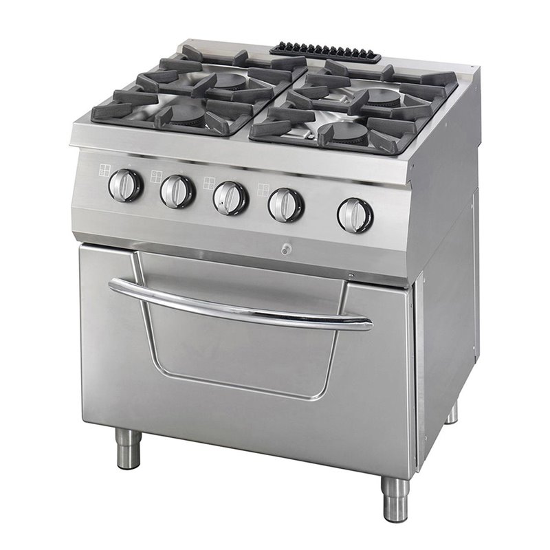 Heavy Duty cuisini&egrave;re - 4 br&ucirc;leurs - unit&eacute; double - profondeur 70 cm - 37kW - gaz incl four - Maxima - 09396113