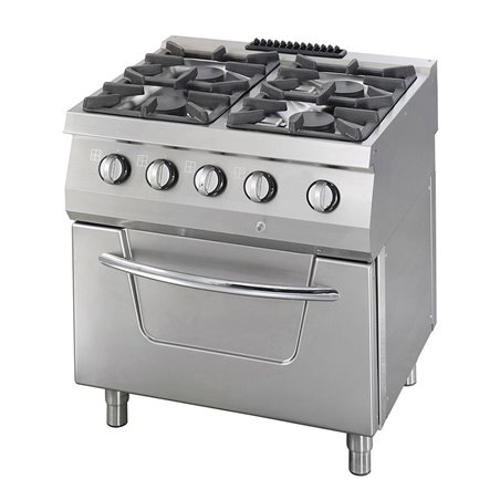 Heavy Duty cuisini&egrave;re - 4 br&ucirc;leurs - unit&eacute; double - profondeur 70 cm - 37kW - gaz incl four - Maxima - 09396113