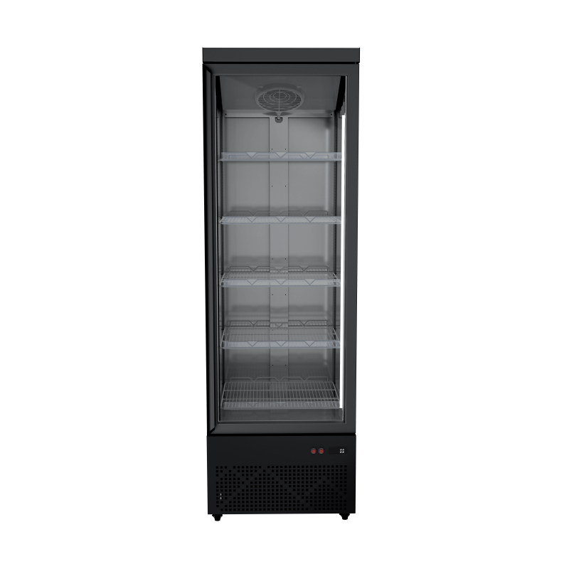 Zwarte Positieve Koelkast met Glazen Deur - 600 L