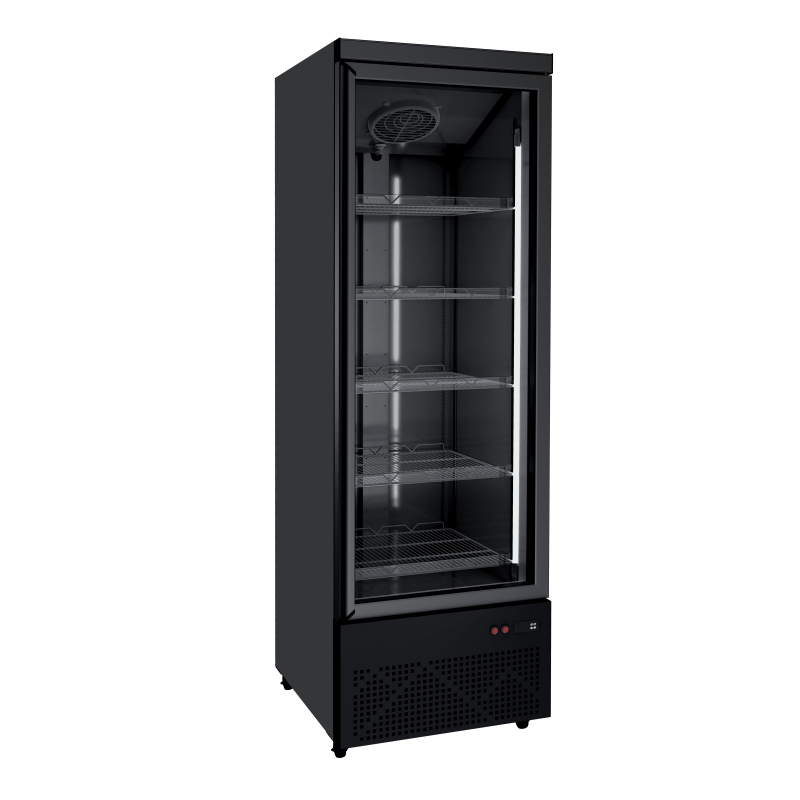 Zwarte Positieve Koelkast met Glazen Deur - 600 L
