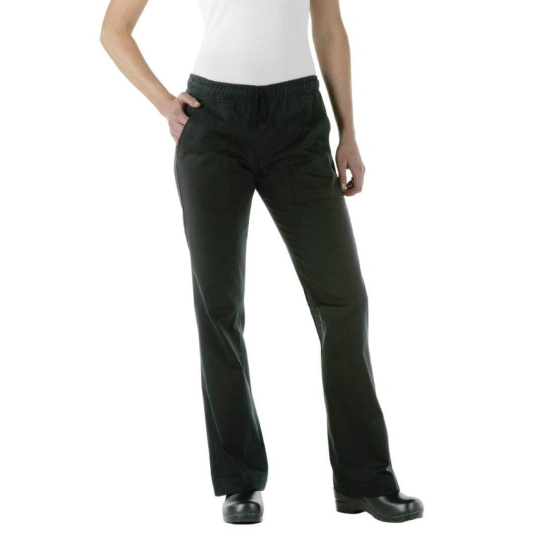 Unisex Chef Works Professional zwarte visgraat broek L