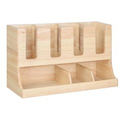 Organisateur de gobelets et condiments en bois d'h&eacute;v&eacute;a Olympia 450x405x240mm - Gastronoble - HX395