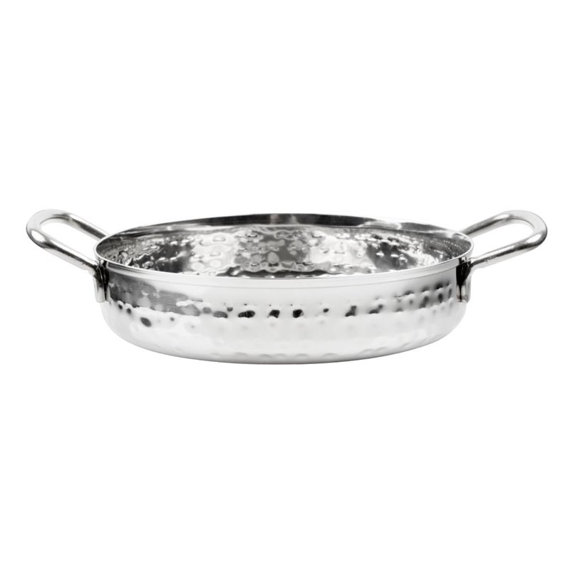 Plat double poign&eacute;e en inox martel&eacute; Olympia Table Presentation 125mm - Gastronoble - HY110